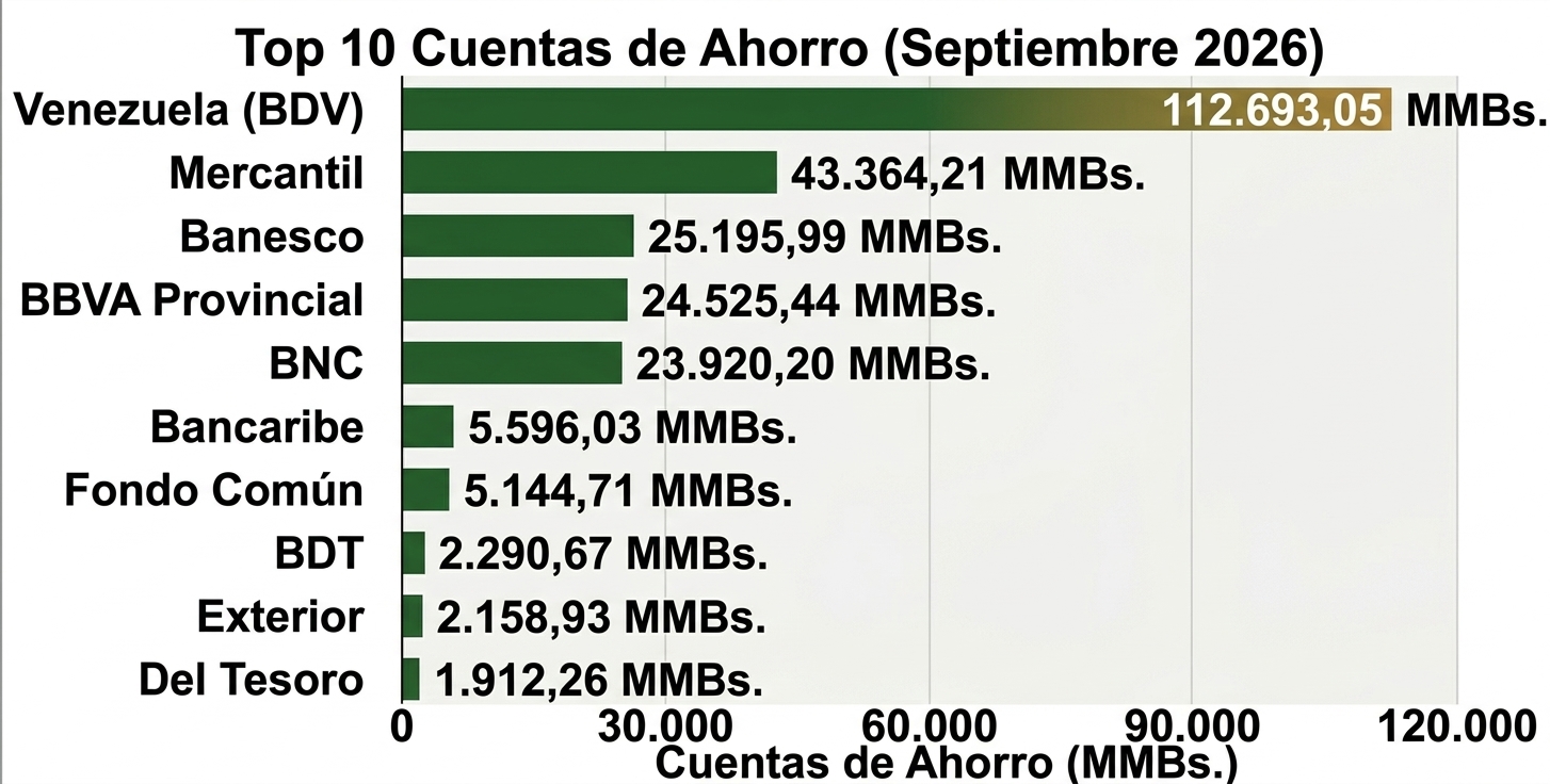 Depósitos bancarios aumentaron casi 260% anual en divisas hasta US$6.554,93 millones en septiembre