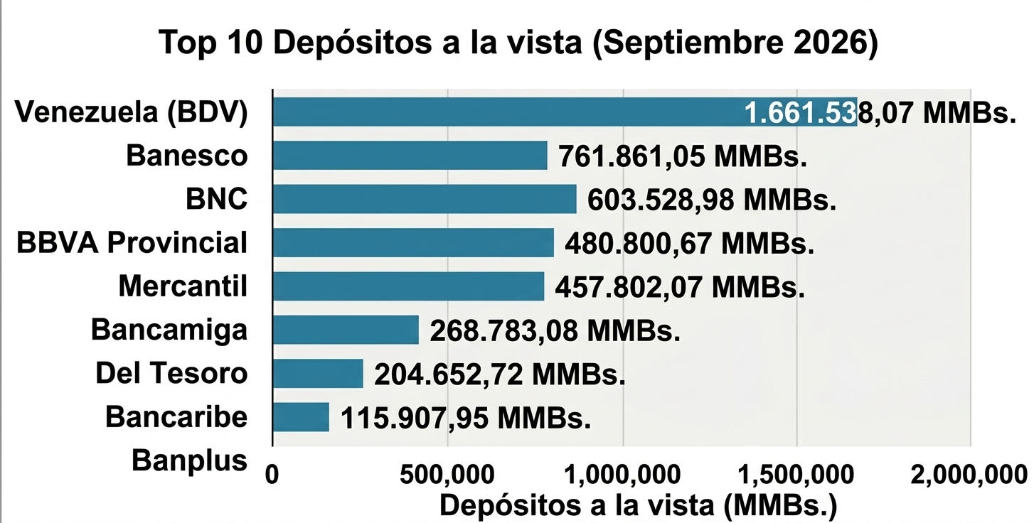 Depósitos bancarios aumentaron casi 260% anual en divisas hasta US$6.554,93 millones en septiembre