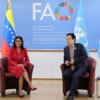Delcy Rodr&iacute;guez se reuni&oacute; con el director general de la FAO: Hablaron sobre las acciones para recuperar la productividad agr&iacute;cola